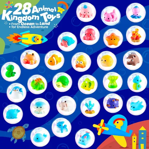 Miniatura 2 de Bombas de baño para niños con sorpresa en el interior, 28 divertidas bombas de ducha con juguetes de animales terrestres y marinos, aptas para niños