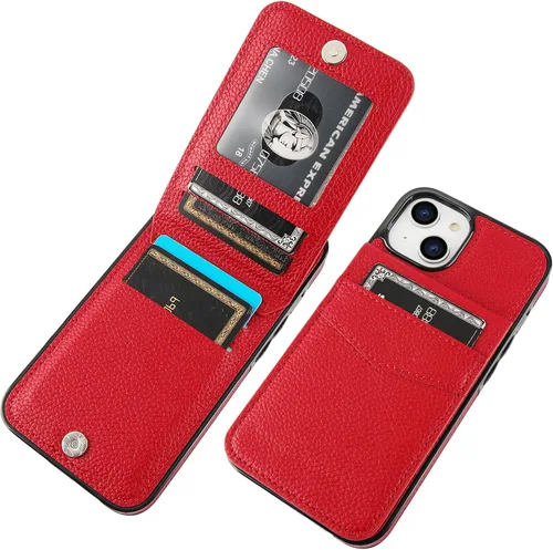 Miniatura 15 de KIHUWEY Compatible con iPhone 14 Funda Cartera con Soporte para Tarjeta de Crédito, Tapa de Cuero Premium con Cierre Magnético Soporte Funda