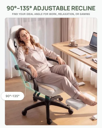 Miniatura 7 de Silla de juegos Dowinx con tela transpirable, silla de computadora con colchón de resorte de bolsillo, silla de oficina cómoda con almohadilla