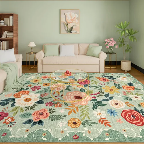 Miniatura 130 de DUKINO Alfombra de área de 6 x 9 pies, alfombra floral para sala de estar, ligera, antideslizante, lavable, alfombra de interior de pelo bajo