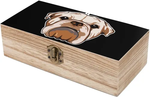 Miniatura 6 de Bonita caja de madera de Bulldog Inglés con tapa con bisagras, caja de recuerdo, caja de contenedor pequeño, regalo para joyería y almacenamiento