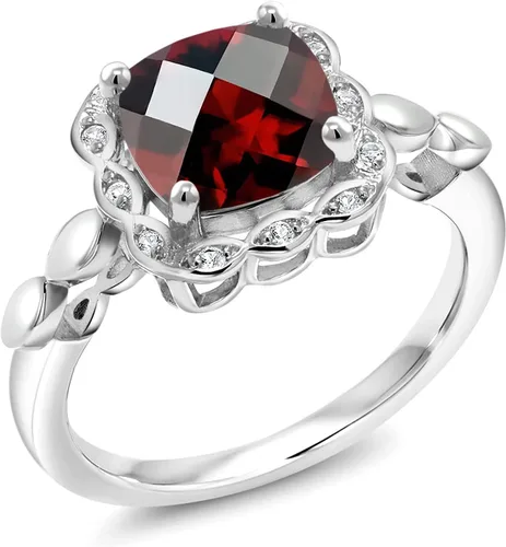 Miniatura 34 de Gem Stone King Anillo de compromiso de plata de ley 925 de 0.315 in con piedra natal y zafiro blanco creado Anillo de compromiso de boda