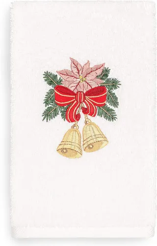 Miniatura 20 de Toalla de mano bordada de lujo 100% algodón turco, racimo de acebo de Navidad