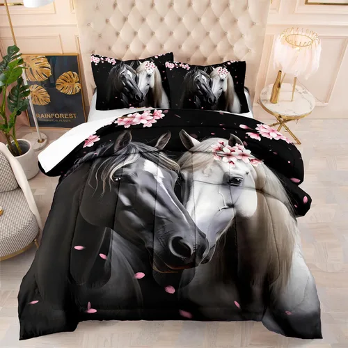 Miniatura 28 de AILONEN Lindo juego de edredón de oso tamaño individual, juego de ropa de cama Kawaii de oso de peluche marrón para niños y niñas, edredón suave
