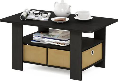 Miniatura 9 de Furinno - Mesa de centro con cajones, marrón oscuro/negro