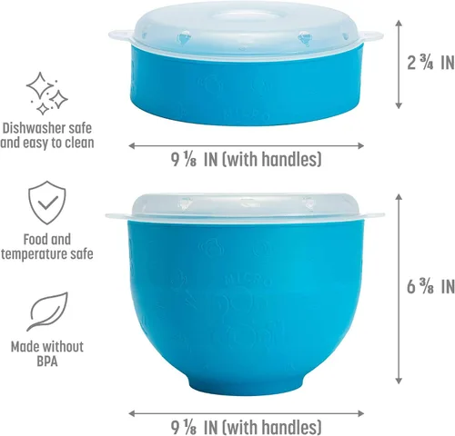Miniatura 4 de Goodful Máquina de Palomitas de Silicona Plegable, Fabricante de Palomitas de Aire Caliente para Microondas, Tazón Hecho sin BPA, Azul