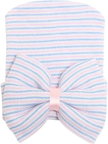 Miniatura 5 de Zando Gorro de hospital para recién nacidos con lazo grande gorro de invierno para bebés sombreros de recién nacidos para niñas y niños