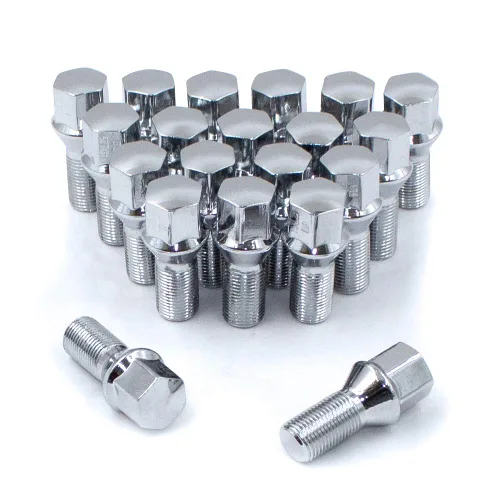 Wheel Accessories Parts 20 pernos de rosca M12 x 1.5 12 x 1.5 para asiento de bellota, acabado cromado, vástago de 1.08 pulgadas, longitud hexagonal