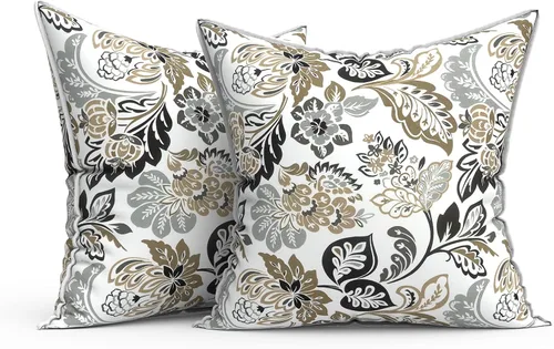 Miniatura 466 de Juego de 2 almohadas para exteriores de 16 x 16 pulgadas, repelentes al agua con interiores, para muebles de patio, hogar, jardín, geometría bohemia