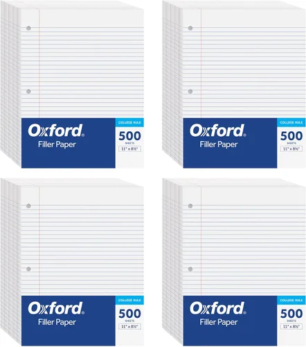 Miniatura 7 de Oxford Hojas sueltas para carpeta, 500 hojas, papel de cuaderno de repuesto reglamentario de la universidad, 8 1/2 x 11 pulgadas, con 3