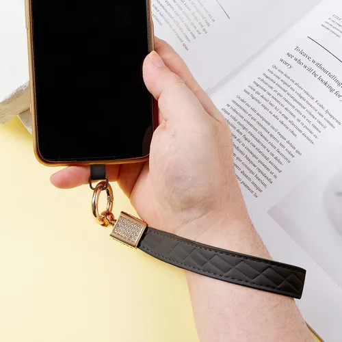 Miniatura 6 de Correa de cuero para teléfono celular, correa para teléfono celular, cordón para teléfono con lengüeta, manos libres, llavero para mujer