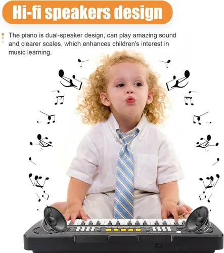 Miniatura 3 de Teclado de piano para niños, 37 teclas, instrumento de juguete musical para niños, teclado electrónico para niños y niñas de 3 a 7 años (negro)