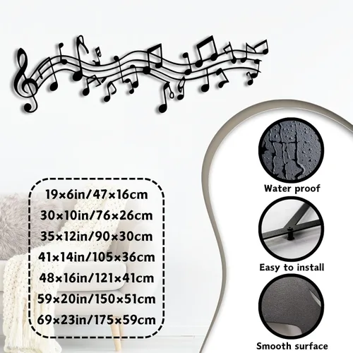 Miniatura 4 de ENJOYOO Nota musical de metal, nota de metal musical para pared para sala de estar, dormitorio