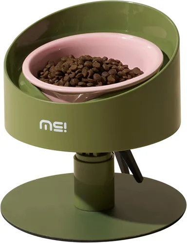 Miniatura 11 de MS!MAKE SURE Cuencos ajustables elevados para gatos, Cuencos elevados de cerámica para gatos, Tazón para mascotas con almohadilla de goma SF-Rosa
