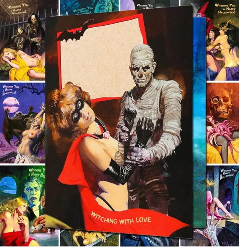 Miniatura 7 de PIXILUV Tarjetas de felicitación de Halloween de película silenciosa, 12 tarjetas grandes ~ Pósteres clásicos de película silenciosa vintage