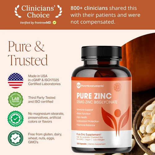 Miniatura 7 de Suplemento de zinc puro 25 mg - Quelato de bisglicinato TRAACS - 120 cápsulas para apoyo inmune, salud de la piel y energía - para hombres y mujeres