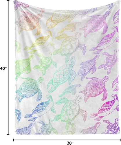 Miniatura 8 de Manta de tortuga marina, suave, mullida y cálida, manta pequeña de 30 x 40 pulgadas para sofá, oficina, bonita manta rosa para niños