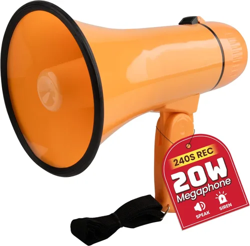 Miniatura 21 de MyMealivos 20W Megaphone Bullhorn, Built in Siren & 240s Recording, 5.4"×8.6" Portable Megaphone with Volume Control Cover Up to 300 feet+ for Verde
