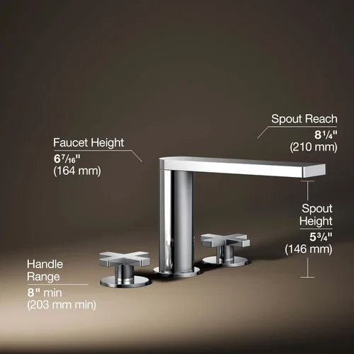 Miniatura 3 de Kohler 73081-3-CP Composed® Grifo de baño para montaje en cubierta con asas cruzadas, cromo pulido