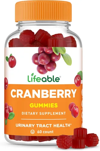 Lifeable Gomitas de arándano para mujer | Suplemento de arándano de gran sabor | para la salud del tracto urinario, apoyo de la vejiga y los riñones