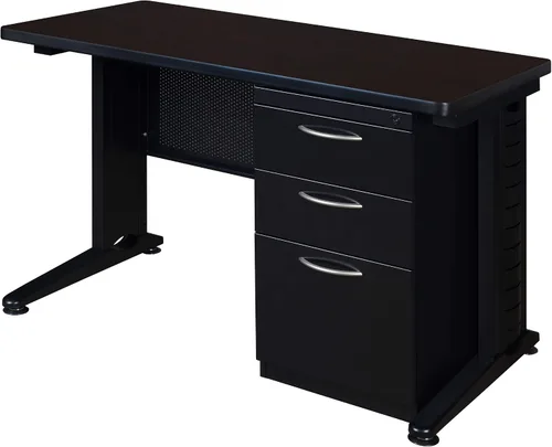 Miniatura 29 de Regency Fusion - Escritorio para profesores de 48 x 24 pulgadas con unidad de cajón de pedestal individual, color cereza