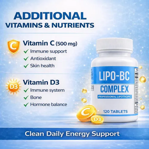Miniatura 3 de Legere Pharmaceuticals Lipo-BC B-Complex, píldoras lipotrópicas para energía limpia y bienestar (120 tabletas)