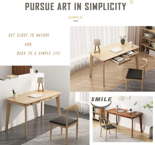Miniatura 4 de IOTXY Escritorio de Escritura de Madera Maciza - Mesa de Trabajo de Oficina en Casa con Cajón, Mesa de Trabajo y Estudio para Computadora Portátil