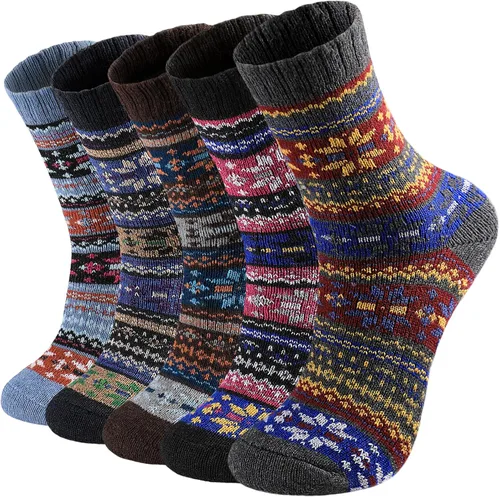 Nimalpal 5 pares de calcetines de lana - Calcetines de lana para mujeres y hombres calcetines de bota suaves calcetines de invierno calcetines de