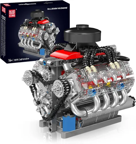 Mould King 10171 Kit de modelo de motor V8 que funciona, motor de coche de 8 cilindros con motor, bloques de construcción coleccionables para