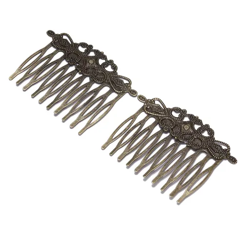 5 unids/lote 52 × 2.205 in pasadores de bronce antiguo dientes horquillas de metal hallazgos DIY peine de pelo suministros para la fabricación de