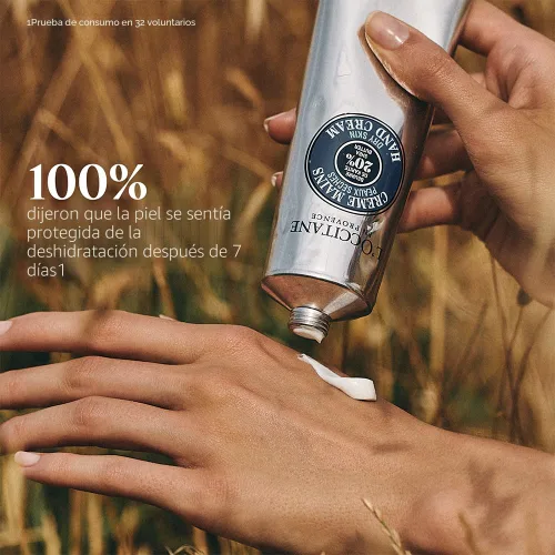 Miniatura 4 de L'OCCITANE Crema de Manos con 20% de Manteca de Karité Orgánica, Nutre y Protege las Manos Secas, de Absorción Rápida, No Grasa, Deja la Piel