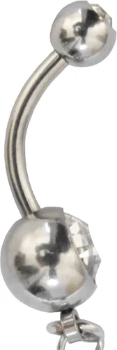 Miniatura 4 de Handcrafted Navel Ring Curved Barbell With Crystal Clear Rhinestone Inserts And A Clear Crystal Style Star Charm Dangle Belly Button Ring Body