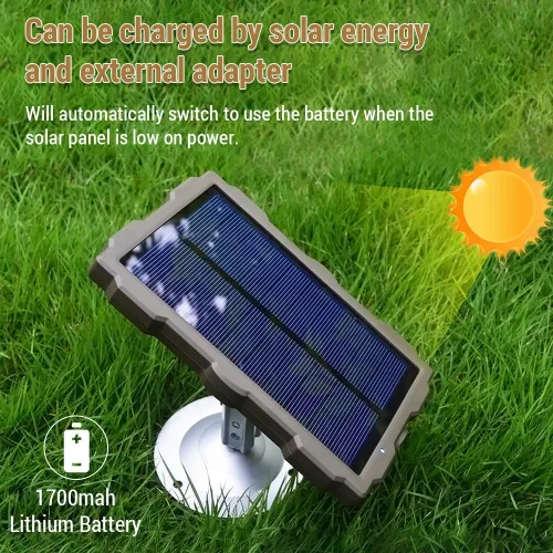 Miniatura 3 de Lixada Panel de carga solar Cámara de rastro Panel solar 1700mAh recargable para cámara de caza Carga solar al aire libre Alimentado por el sol