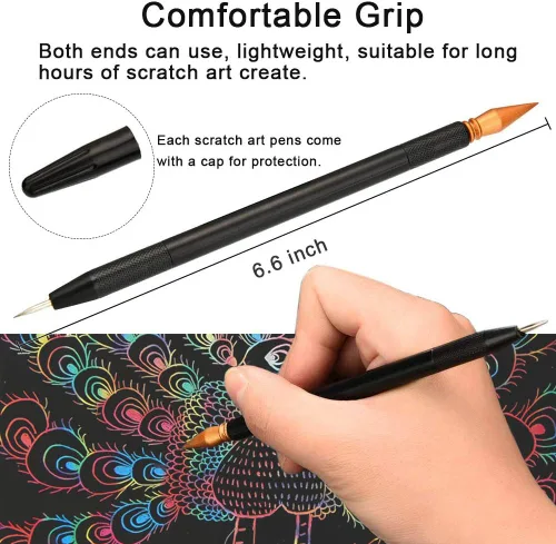 Miniatura 2 de Herramientas para rascar, lápiz de color para rascar, doble punta para colorear para arañazos, juego de arte de papel para adultos y niños, pintura