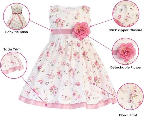 Miniatura 2 de Lito - Vestido de Pascua para niñas con estampado floral de algodón