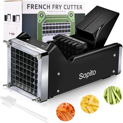 Cortador de Papas, Sopito Cortador de Papas Fritas Caseras con Cuchilla de Acero Inoxidable de 1/2 Pulgada Excelente para Papas, Zanahorias y Pepinos