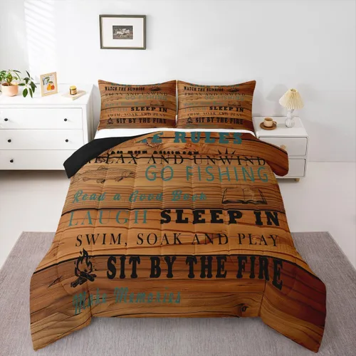 Miniatura 36 de Erosebridal Juego de edredón de barco muelle, juego de ropa de cama con diseño de paleta de lago, tamaño individual para niños, adolescentes