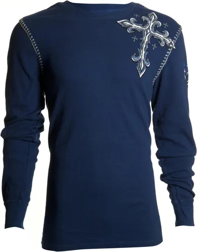 Miniatura 2 de Archaic by Affliction - Camisa térmica para hombre, alas de lomo, Azul