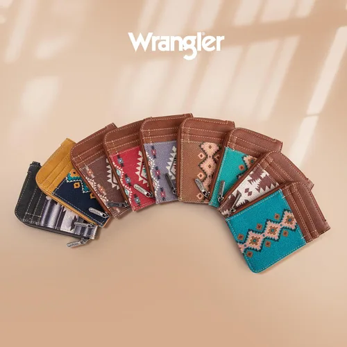 Miniatura 5 de Montana West Wrangler Aztec - Cartera para tarjetas de crédito con bolsillo con cremallera para mujer, Café Aztec-Light, Western