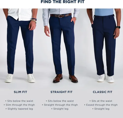Miniatura 6 de Haggar - Pantalón casual de frente plana de ajuste recto sin plancha color caqui de alta calidad para hombre