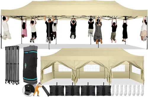 Miniatura 50 de COBIZI Toldo desplegable de 6.6 x 6.6 pies sin pared lateral, toldo resistente UPF 50+ para todas las estaciones, resistente al viento e Azul