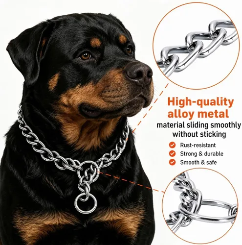 Miniatura 5 de Freezx - Collar de cadena para perros, collares de metal ajustables para entrenamiento de perros, cadenas antideslizantes de acero aleado, collar a