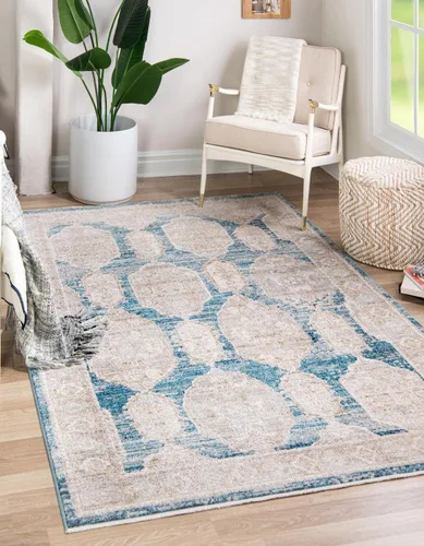 Miniatura 10 de Unique Loom Lola Collection - Alfombra de área, negrita (octágono de 5 pies 1 pulgada, azul/azul claro)