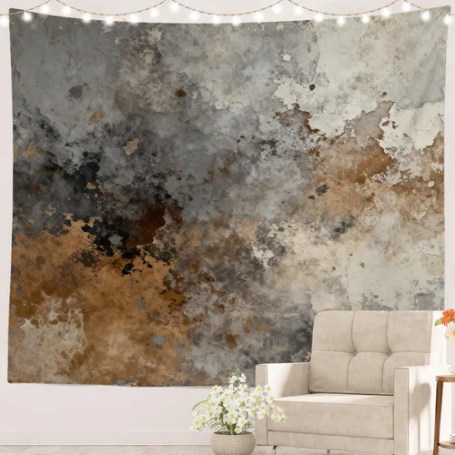 Miniatura 14 de Batmerry Tapiz azul y blanco, tapiz abstracto de pintura azul, negro, gris y blanco, para sala de estar, dormitorio, pared, decorativo, 51.2 x 59.1