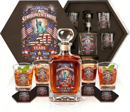 Miniatura 20 de Juego de decantadores de whisky personalizados para hombres, para el hogar, bar, decantadores de licor personalizados, caja de madera, vasos