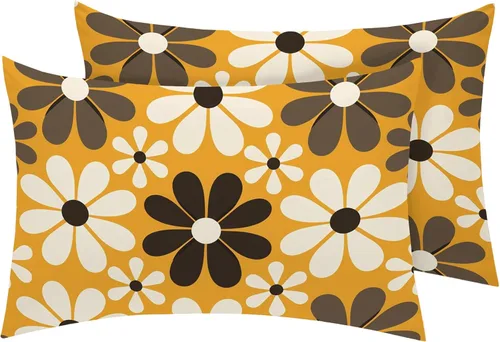 Miniatura 7 de Juego de 2 fundas de almohada florales de tamaño estándar, fundas de almohada de microfibra suave y transpirable con cierre de sobre, fundas