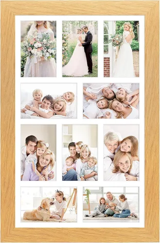 Miniatura 525 de Marcos de Fotos Collage de 13.5X15.5 con 7 Aberturas para Fotos de 4X6, Marco de Fotos Múltiples con Paspartú para Decoración de Pared, Grano