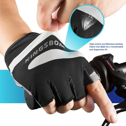 Miniatura 5 de KINGSBOM Guantes de ciclismo transpirables, guantes de bicicleta que absorben los golpes con almohadilla de gel de silicona ligera, guantes