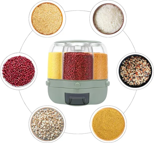 Miniatura 2 de Dispensador de granos para encimera, dispensador de almacenamiento de alimentos giratorio de 360°, dispensador de granos para el hogar, contenedor
