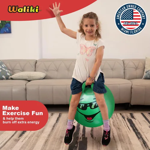 Miniatura 9 de WALIKI Bola de Saltar Juguetes para Niños y Niñas de 3, 4, 5 y 6 Años Bola de Salto Terapéutica Verde de 18" para Niños Juguetes al Aire Libre